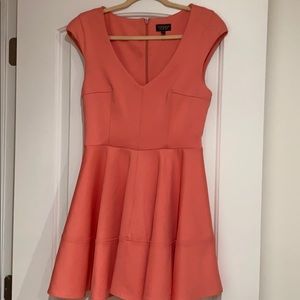 Topshop salmon pink mini skater dress size US 8